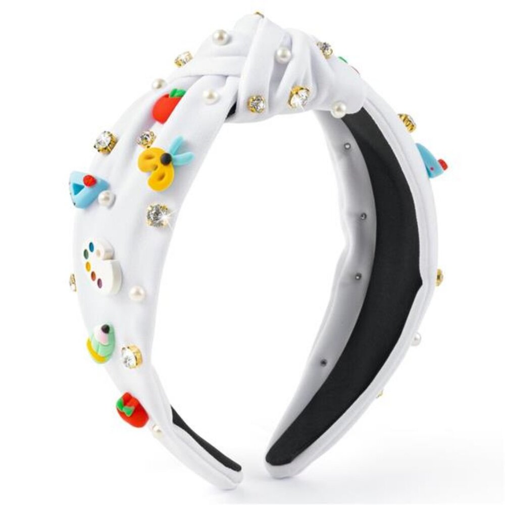 Jeweled Knotted Headband - Rhinestone Pearl Embellished Headband for Women Girls
